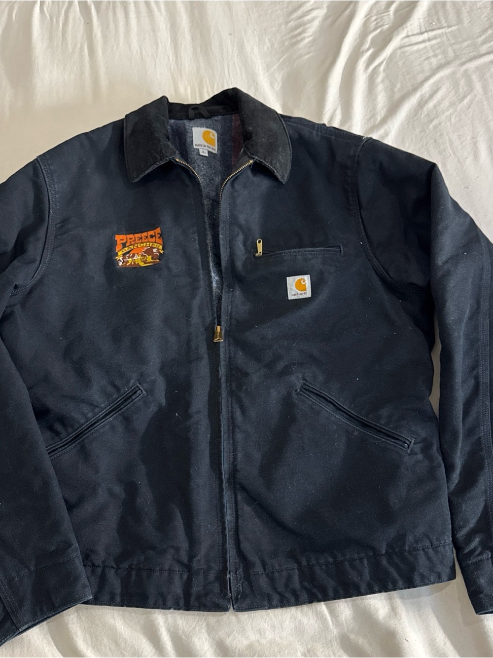 Carhartt Men’s Black Work Jacket with Orange Patch